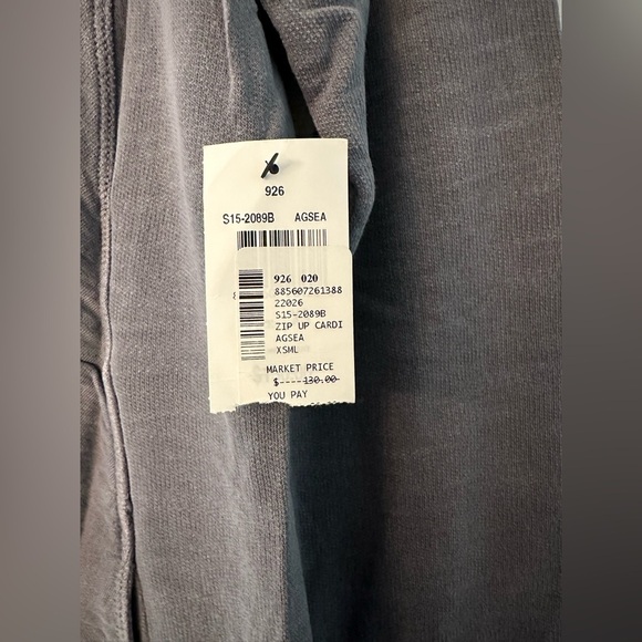 BLUE SAKS FIFTH AVE XS BLUE KNIT ZIP UP TUNIC TOP JACKET - Picture 6 of 11